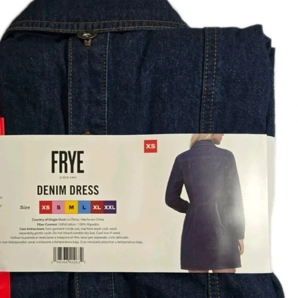 Nwt Frye Denim Button Down Dress Dark Wash - Picture 2 of 3
